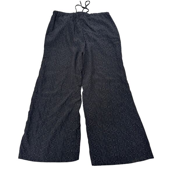 Eileen Fisher Wide Leg Pants With Drawstring & Pockets Black Morse Code Print, S - Picture 10 of 10